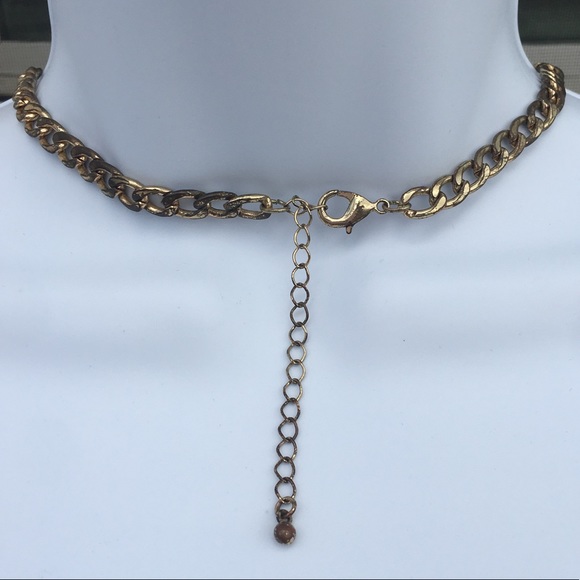 Geometric Gold/Onyx Statement Necklace - Picture 4 of 4